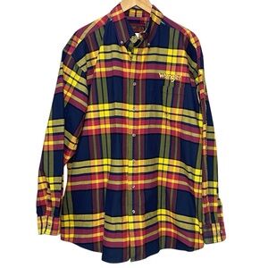 Wrangler Twenty X Plaid Embroidered Western L/S Shirt Mens XL Cowboy Rodeo 20X
